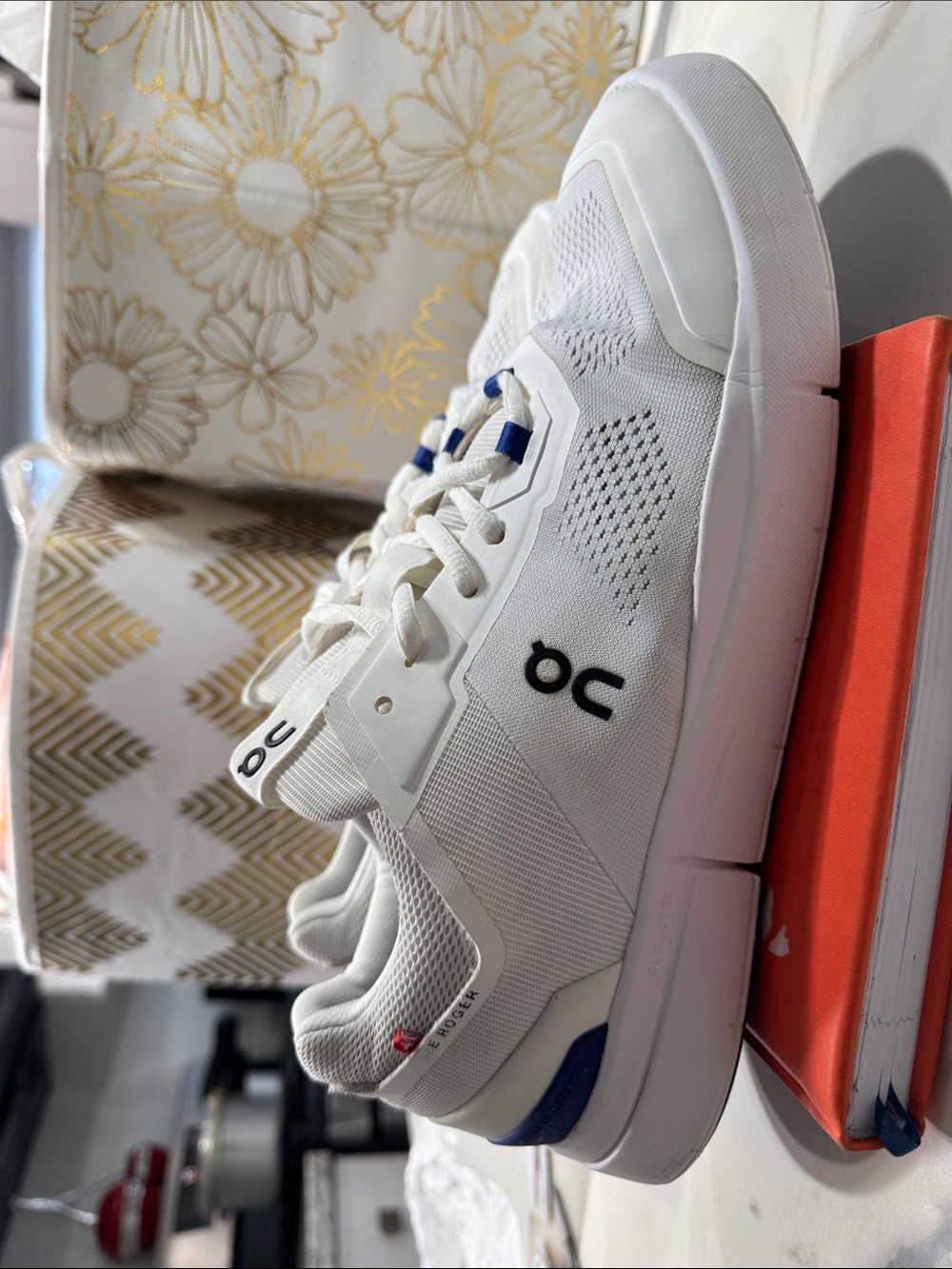 On Running The Roger White Sneakers with Blue Lace Details - Picture 9 of 14